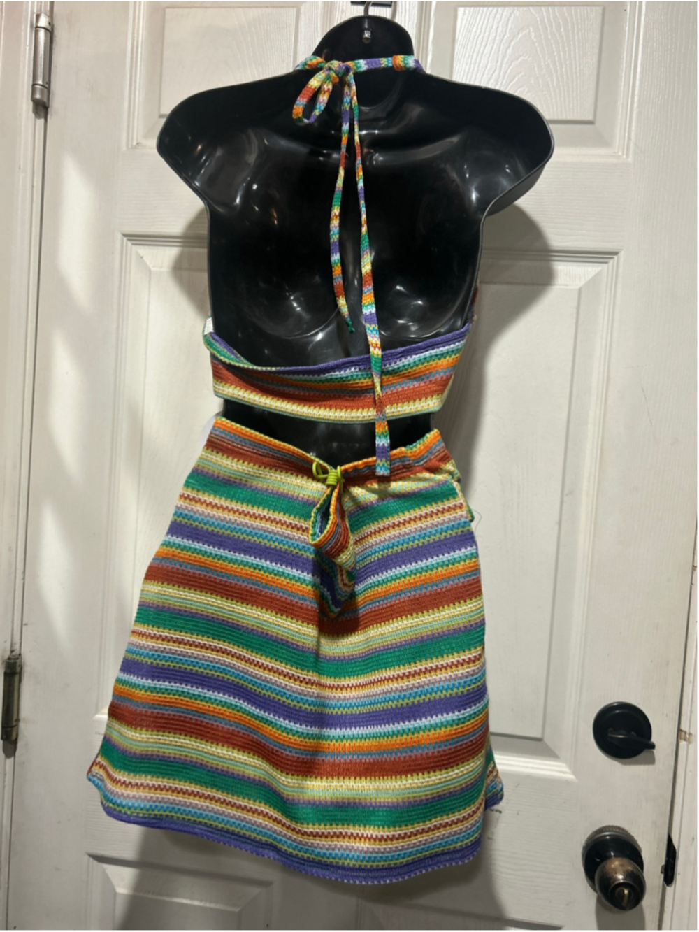 Women's SHEIN Multi-color Crochet Halter Top and Wrap Skirt Set Size L - Picture 4 of 6